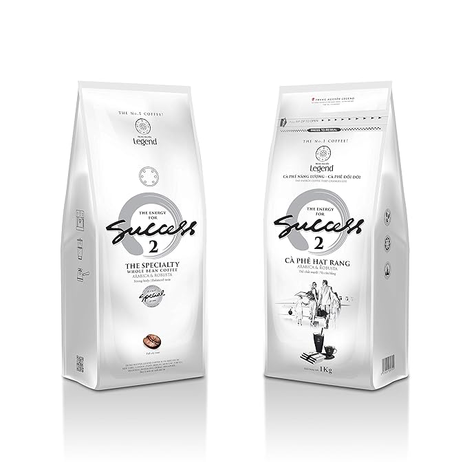 TRUNG NGUYEN LEGEND Coffee Bean Legend Success 2 35.27 Oz Bag Full-City Roast Balanced Taste Robusta &amp Arabica Vietnamese Energy Coffee Beans - Specialized for Ice Coffee