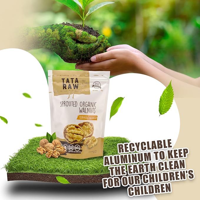 TATA RAW - Organic Sprouted Maple Walnuts - Turmeric Ginger - 1 lb