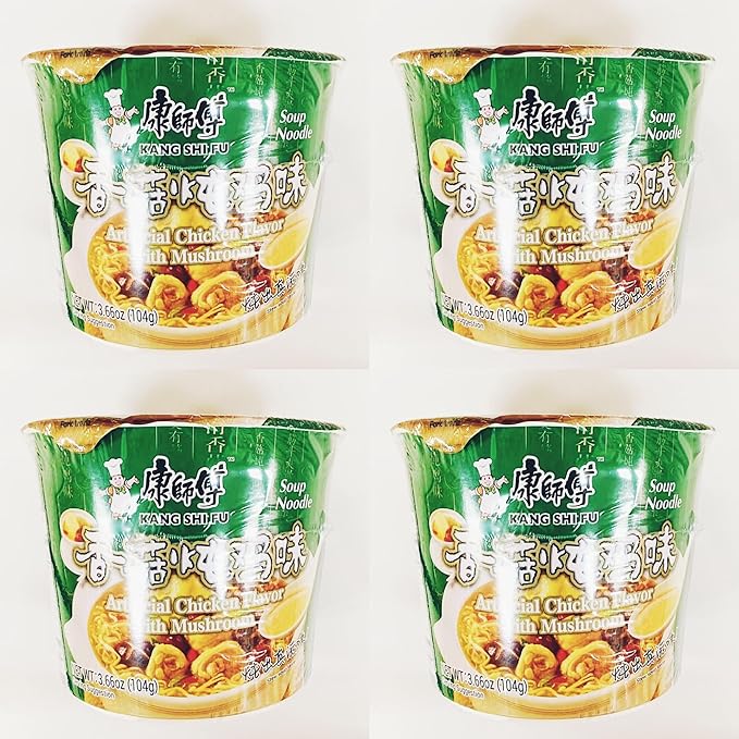 Instant Cup NoodleArtificial Chicken Flavor Soup Noodles with Mushroom 3.66oz Pack of 4