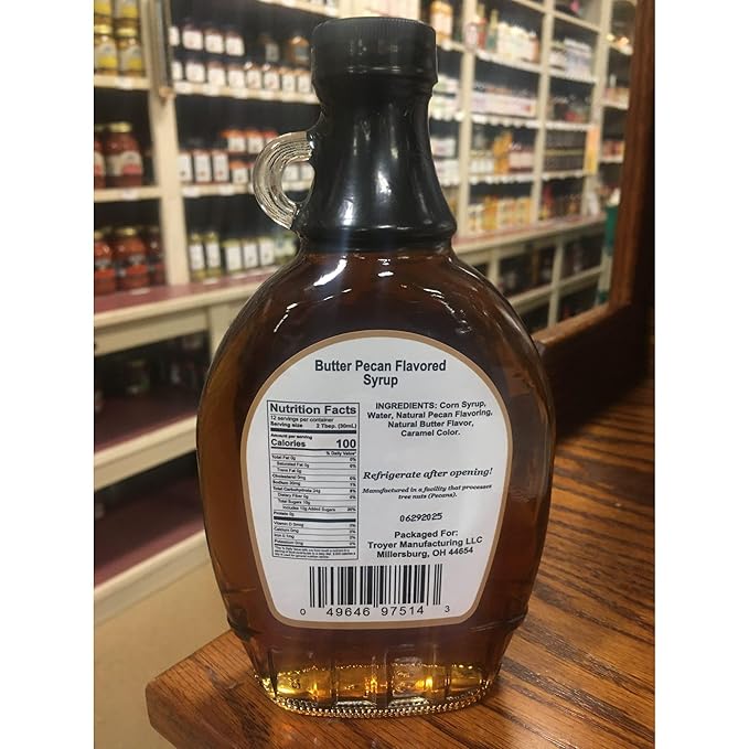 Amish Wedding Syrup Ohio Made for Pancakes or Waffles Two 12 ounce Glass Bottles Butter Pecan