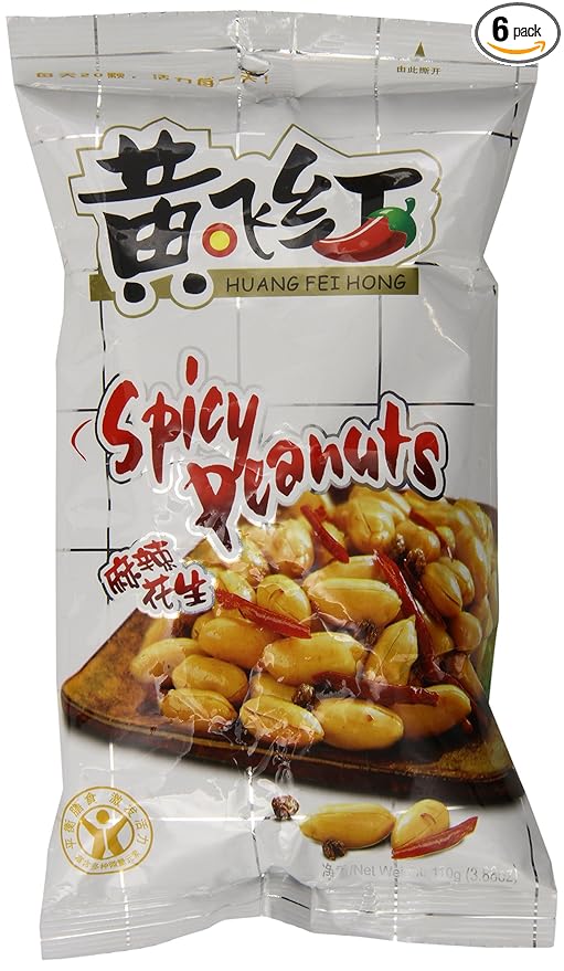 HuangFeiHong 6 Count Spicy Crispy Peanut 3.38 oz.