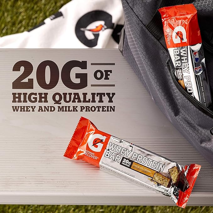 Gatorade Whey Protein Recover Bars Chocolate Caramel 2.8 ounce bars (12 Count)