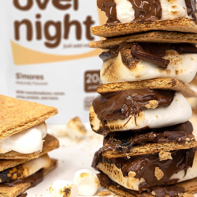 Oats Overnight Smores - Overnight Oats with 22g Protein High Fiber Breakfast Protein Shake - Gluten Free Oatmeal Non GMO High Protein Oatmeal (2.8 oz per meal) (8 Pack)