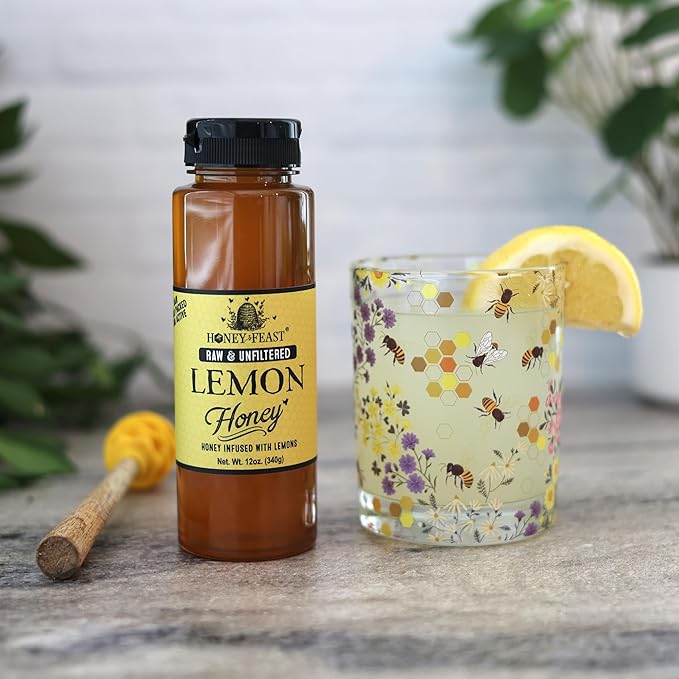 HONEY FEAST Wellness Trio Honey Gift Set - Includes 12oz Cinnamon Ginger and Lemon Honey - Perfect for Tea Gourmet Dishes and Gifting