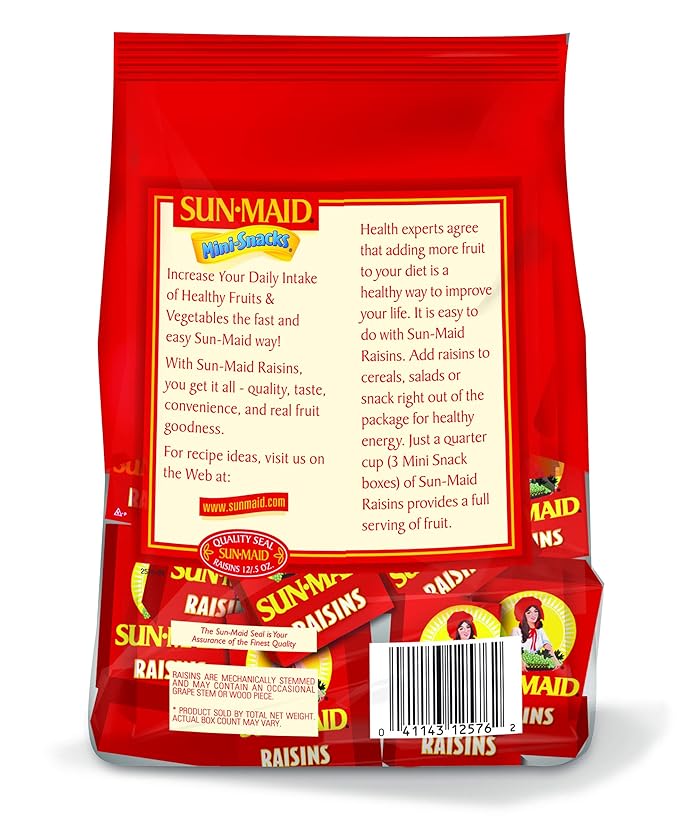 Sun-Maid California Dried Raisins Mini Snack Packs 0.5 Oz Boxes 12 CT (Pack of 6)