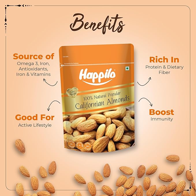 Natural Jumbo Almonds from California by Happilo