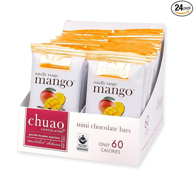 Chuao Chocolatier Totally Tangy Mango Dark Chocolate Mini Bars | Gourmet Chocolate Chile Lime Mango European No Preservatives | For Gift Baskets Christmas Valentines Day Gifts for Women Men Birth