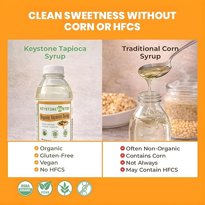 Keystone Pantry Organic Tapioca Syrup – 23 OZ Bottle – Vegan Gluten Free – HFC Corn Syrup Substitute – Syrup for Baking Alternative Sweetener – Make Homemade Fudge Ice Cream &amp More – 3 BOTTLES