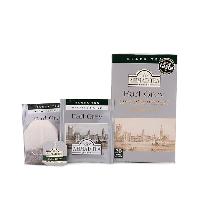 Ahmad Tea Decaffeinated Earl Grey Tea 20-Count Boxes 8.4 ounce (Pack of 6)