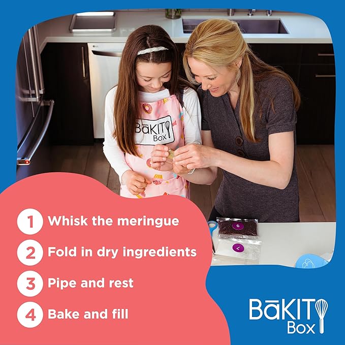 BāKIT Box Gluten-Free Macaron Baking Kit for Kids – Make Rosette French Macarons with Chocolate Buttercream – DIY Gluten-Free Dessert Kit with Pre-Measured Ingredients – STEM Activity for Girls &amp