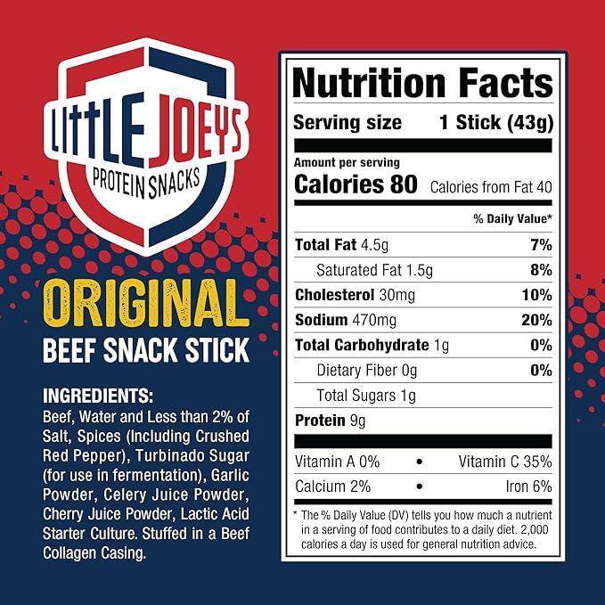 Little Joeys Jalapeno Beef Snack Sticks – 24 Count Box – High Protein Meat Snacks for Adults &amp Kids – Keto Friendly Low Carb Gluten Free No Nitrates or MSG – Shelf Stable Beef Jerky Sticks – Ma