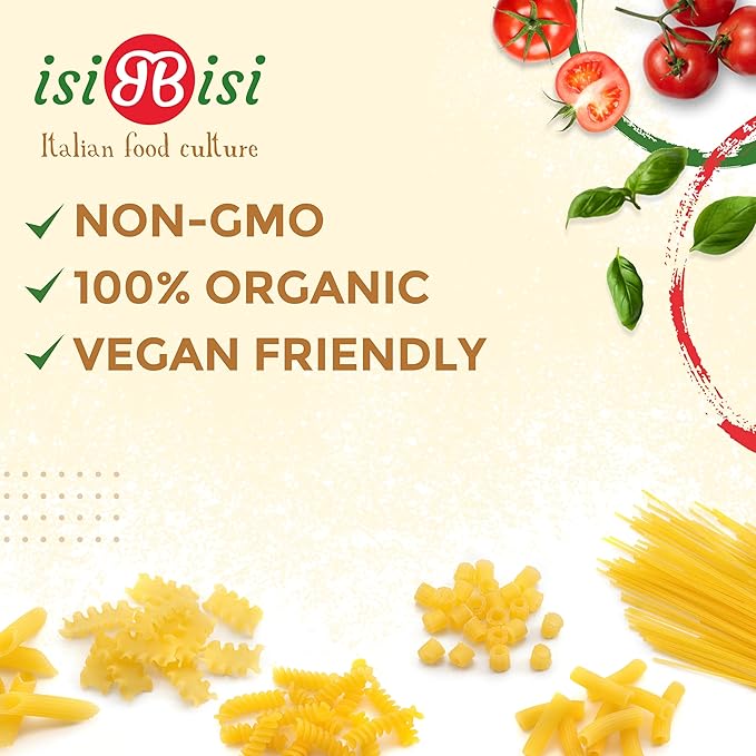 isiBisi Gluten-Free Pasta Sampler 8-Pack - Penne Spaghetti Rigatoni Tubetti Baby Mafalda Spirali Noodles - Non GMO Vegan Made in Italy
