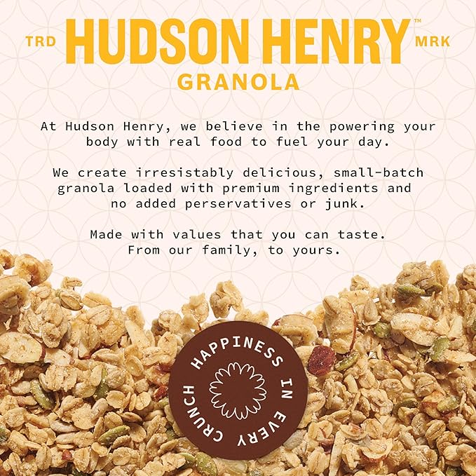 Hudson Henry Pistachio Almond Granola for Yogurt Snacking &amp Cereal | Gluten Free with Nuts and Seeds | Cashew Granola Non-GMO Small Batch Baked | 3 x 12 oz Bags