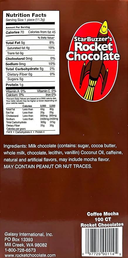 Rocket Chocolate Milk Chocolate Mocha Flavored Caffeinated Chocolate Truffles 100 count Mini