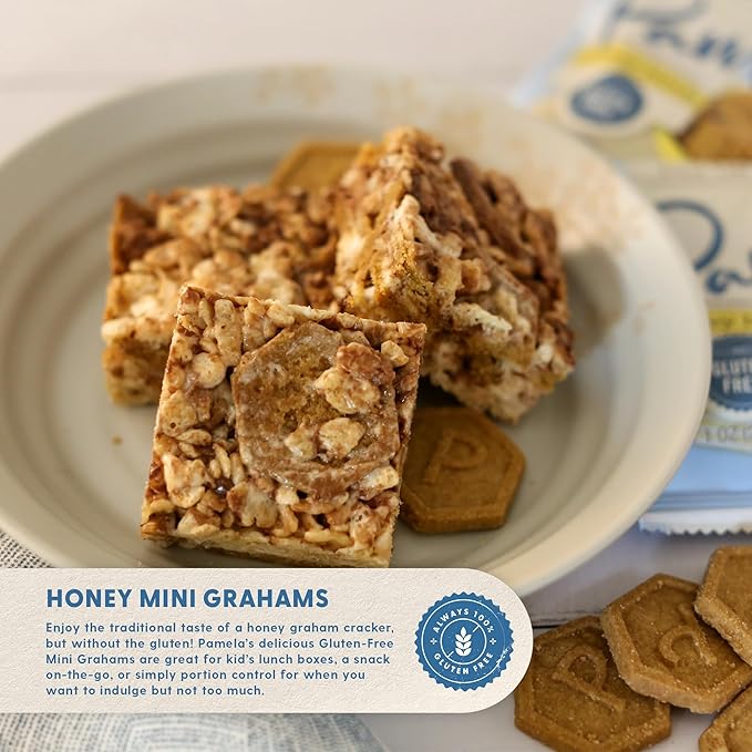 Pamela's Gluten Free Mini Graham Crackers Honey Pie Crust S'mores &amp Snacks 8-1 Ounce Bags (Pack of 6