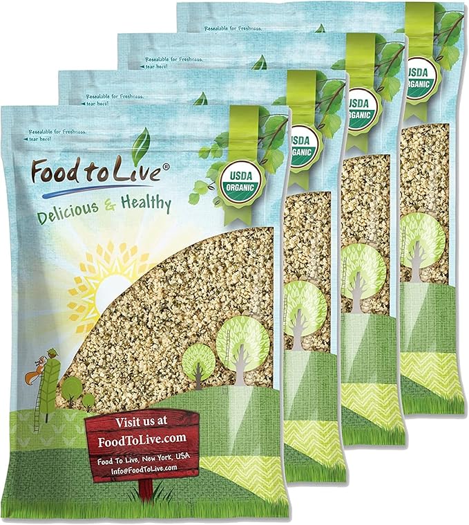 Food to Live Organic Hemp Seeds 44 Pounds – Non-GMO Raw Hearts Hulled Shelled Kosher Vegan Bulk Low Carb Low Sodium Good Source of Protein &amp Iron Great for Oatmeal Product of China