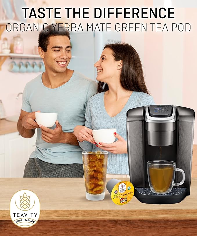 Organic Yerba Mate Tea Pods for Keurig - Green Unsmoked Yerba Mate by Teavity (36 Tea Pods)