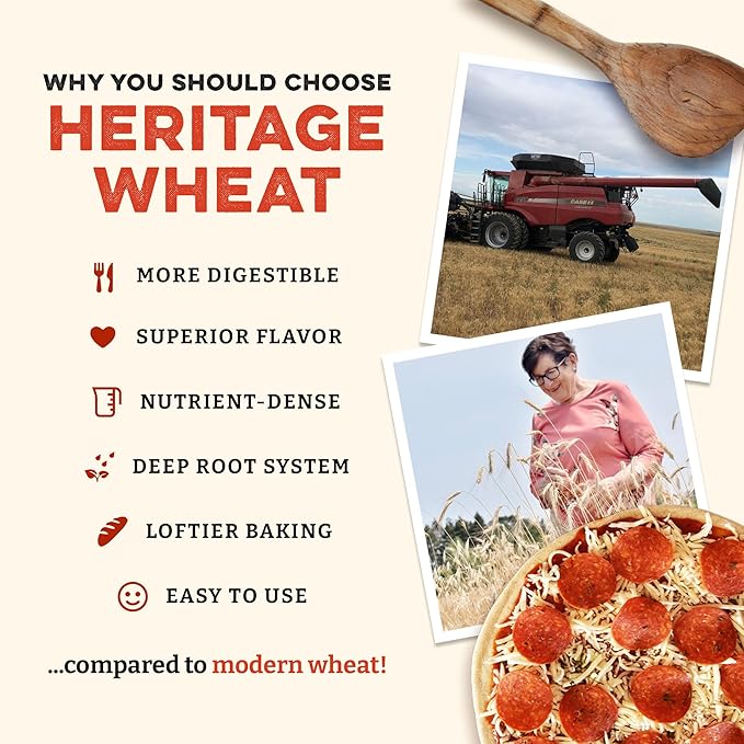Sunrise Flour Mill USDA Organic Heritage Pizza Flour - 5 lbs | Milled from Hard Red Wheat | Easier to Digest with Less Bloating | No Bleaching or Bromating | Zero Additives