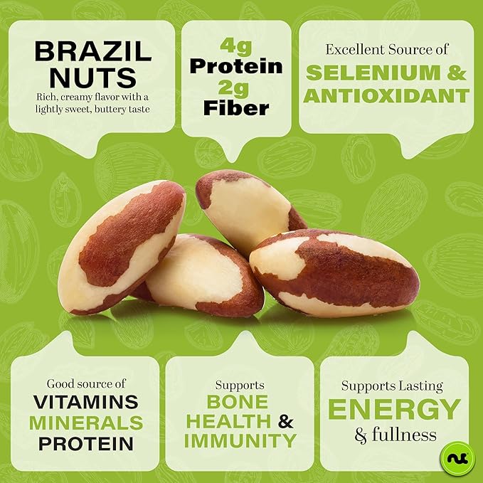 NUT CRAVINGS - Brazil Nuts Roasted &amp Unsalted - No Shell Whole (48oz - 3 LB) Bulk Nuts Packed Fresh in Resealable Bag - Healthy Protein Food Snack Food Assortments
