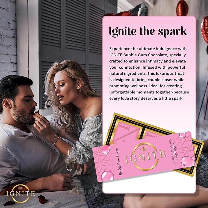 Ignite Bubblegum Chocolate Squares – Premium White Chocolate with Natural Ingredients – Rich Flavor Fusion – Perfect Chocolate for Cravings Gifts &amp Special Moments – Shareable Premium Bar Box of