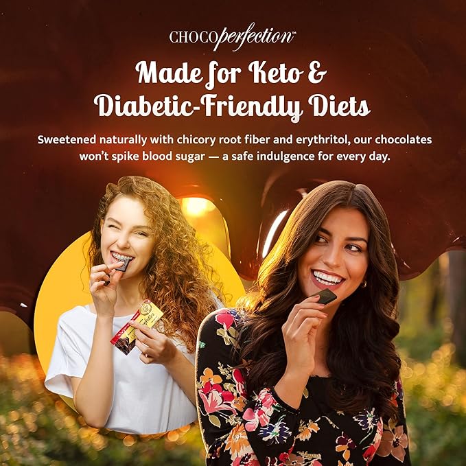 ChocoPerfection Sugar Free Dark Chocolate Bars – Keto-Friendly Gluten-Free and Vegan No Maltitol Fiber-Rich Low-Carb Snacks with Low Glycemic Impact European Taste Box of 30 Bars (10g Each)
