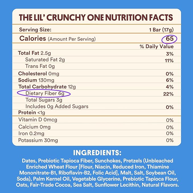 Harken Sweets The Lil’ Crunchy Pretzely One Mini Candy Bars: High Fiber Vegan Chocolate Pretzel Snack with Date Caramel – Plant-Based Gut-Friendly No Added Sugar 6-Pack (30 Bars)