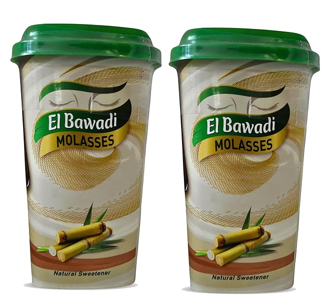 2 Pack El Bawadi Black Honey Molasses Egyptian Halal (45.87 oz / 1300 gm) Pure Natural Black Strap Blackstrap Syrup Deps Sugar Premium Egypt Arab Non Gmo Kosher البوادى عسل إسود حلال