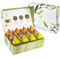 Teabloom Radiant Greens – Organic Green Tea Sampler with 12 Plant-Based Pyramid Sachets Jasmine Pearls Minted Mango Peach &amp Pineapple Ginger Gift-Ready Presentation Box for Tea Lovers
