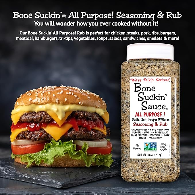 Bone Suckin' ALL PURPOSE! Seasoning &amp Rub 26 oz Zero Calorie Sugar Free Gluten Free Non GMO Kosher No MSG!