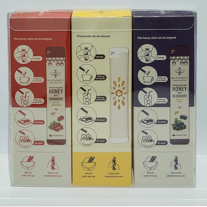 BeeFamily - Variety Honey Stick Set 300g - Blueberry Cranberry Lemon