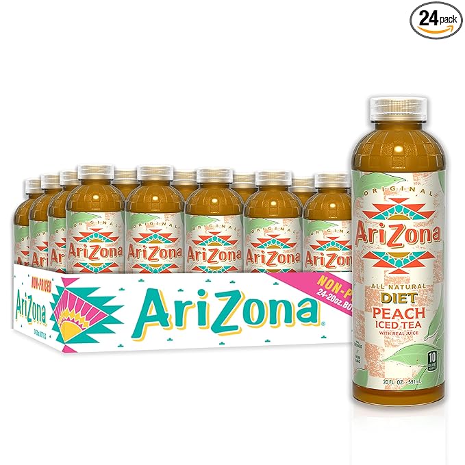 AriZona Diet Peach Tea 20 Fl Oz Pack of 24 - All Natural Brewed Tea20 Fl Oz (Pack of 24)