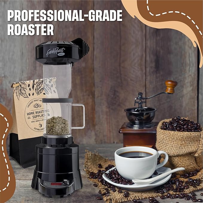 Coffee Roaster Bundle SR800 Glass Extension Tube Pour Over Digital Scale (4lbs) Sample Pack of Green Beans (2-Pack) Sample Trays Chaff Brush