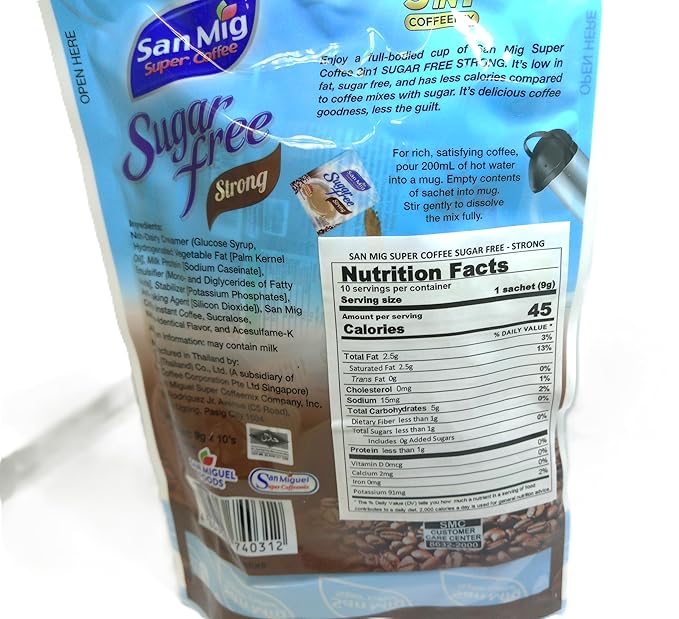 San Mig Coffee 3 in 1 Sugar Free Strong -Pack of 3