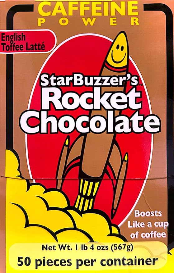 Rocket Chocolate Milk Chocolate English Toffee Latte Flavored Caffeinated Chocolate Truffles 50 count Mini