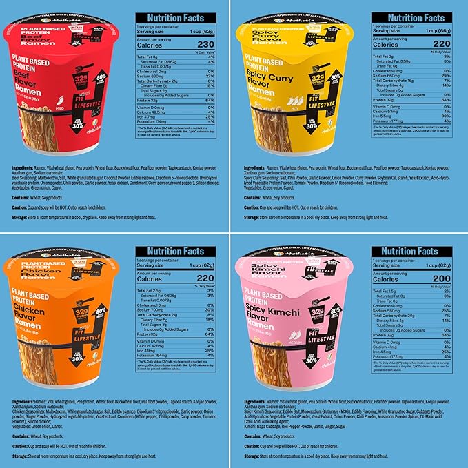 Hethstia High Protein Ramen &amp Collagen Konjac Jelly Bundle – Plant-Based Protein Ramen Cups with Collagen Peptide Drinkable Jelly Vegan Non-Fried Low Calorie Healthy Meal &amp Snack Combo