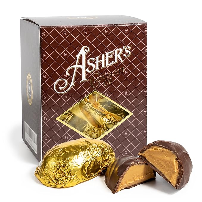 Asher's Chocolates Chocolate Covered Eggs Individually Wrapped 2oz Eggs Covered in Chocolate Spring Collection of Easter Eggs Small Batches of Kosher Chocolate Family Owned Since 1892 (6 Eggs Mi