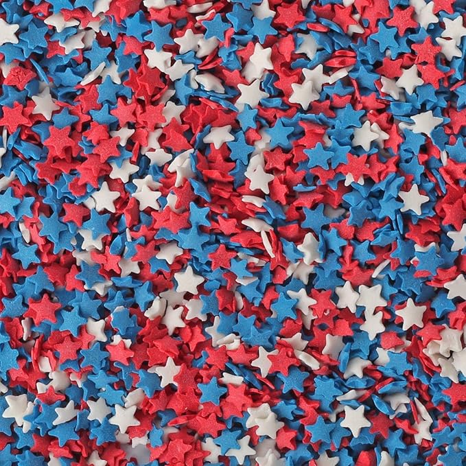 Patriotic Sprinkles - 1.7 Pounds - Red White and Blue Star - Star Confetti for Cupcakes
