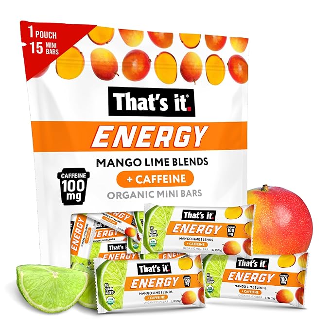 That’s it. Mango Lime Energy Mini Bars | 100mg Natural Caffeine |Mango Lime| Allergy-Friendly Nut Free Organic Non-GMO Gluten-Free Snacks | 15 Count