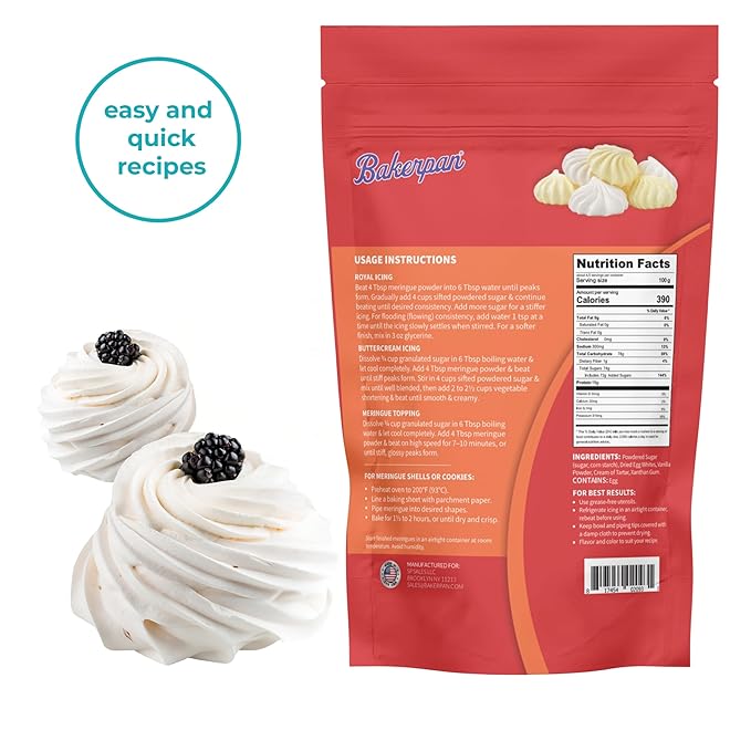 Bakerpan Meringue Powder for Royal Icing - 16 Ounce - Meringue Powder for Baking Frosting Icing Pies Cake Decorations (Made in USA)