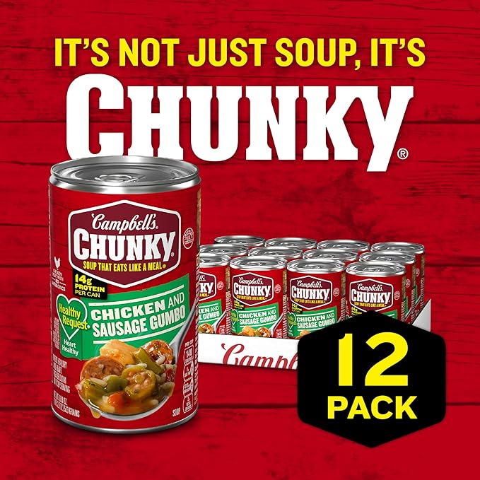 Campbell’s Chunky Soup Healthy Request Chicken and Sausage Gumbo 18.8 oz Can (Case of 12)