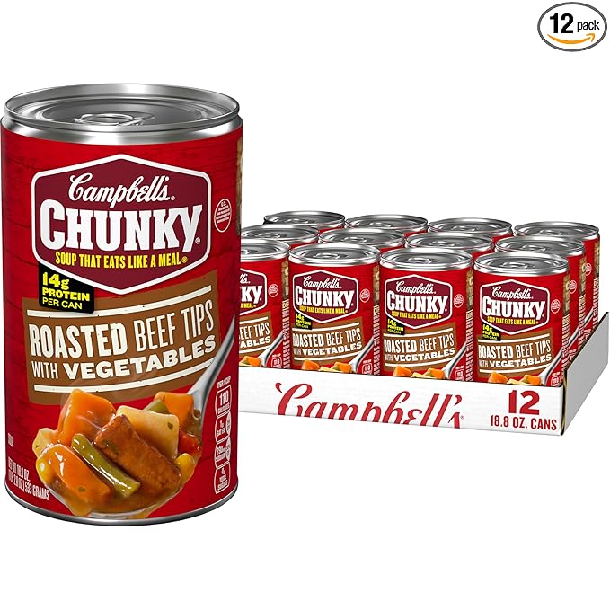 Campbell’s Chunky Soup Roast Beef Tips With Vegetables Soup 18.8 Oz Can (Case of 12)