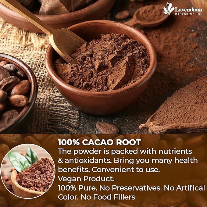 Lavendium 25oz (1.56 lbs) Cacao Powder 100% Natural &amp Pure Unsweetened Rich Chocolate Flavor Perfect for Baking &amp Smoothies No Additives No Gluten Vegan