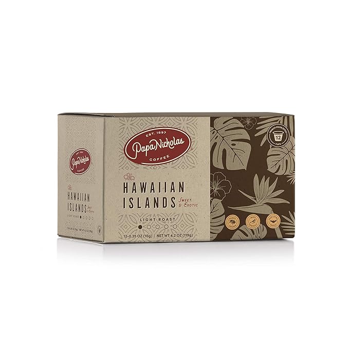 Papanicholas Coffee Single Serve Cups Fits Keurig K Cup Brewers Hawaiian Islands Blend 48 Pods