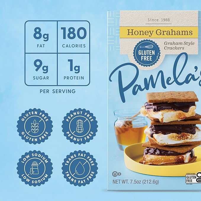 Pamela's Traditional Honey Grahams Gluten Free 7.5 Ounces (Pack Of 6)