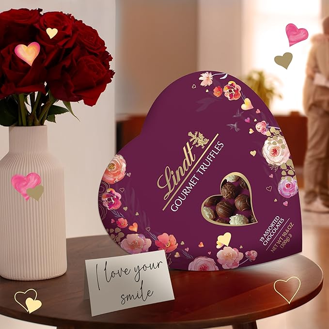 Lindt Valentine's Gourmet Truffles Assorted Chocolate Candy Heart 10.6 oz.