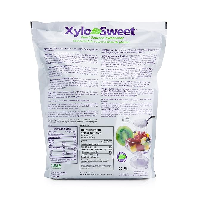 Xlear XyloSweet Plant Sourced Xylitol Sweetener - Pure Natural Sugar Substitute Granules Non-GMO Gluten-Free 5 Pound Bag (Pack of 2)