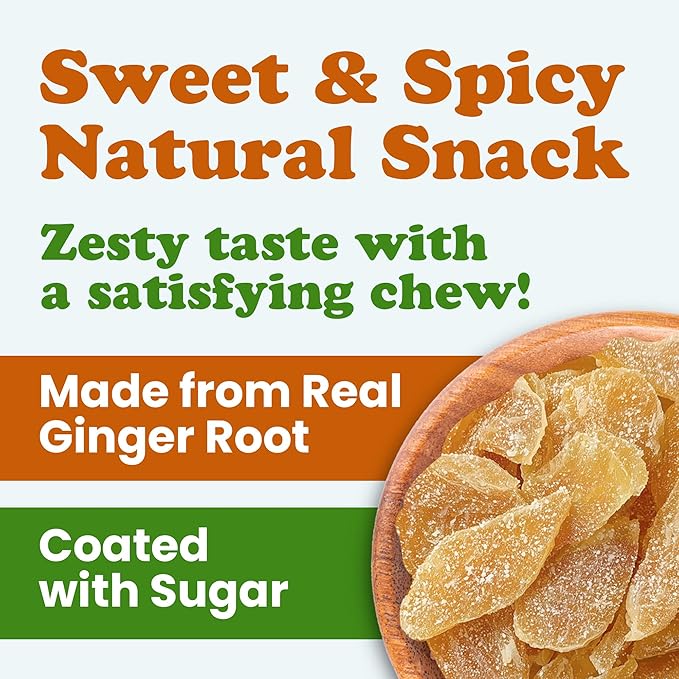 Food to Live Dried Crystalized Ginger Slices 1 Pound – Sweet and Spicy Natural Snack Ideal for Baking Cooking and Tea. Vegan Kosher Bulk