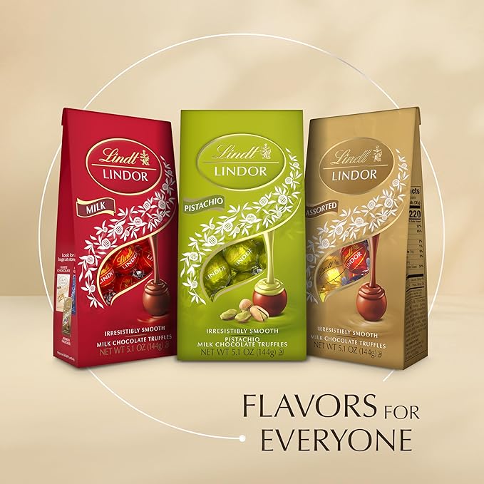 Lindt LINDOR Pistachio Milk Chocolate Candy Truffles 5.1 oz. Bag