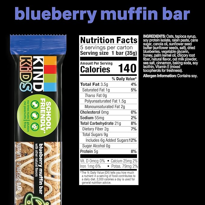 Kind Bar Kids Blueberry Muffin 5 Ct 6.2 oz (Pack of 8)
