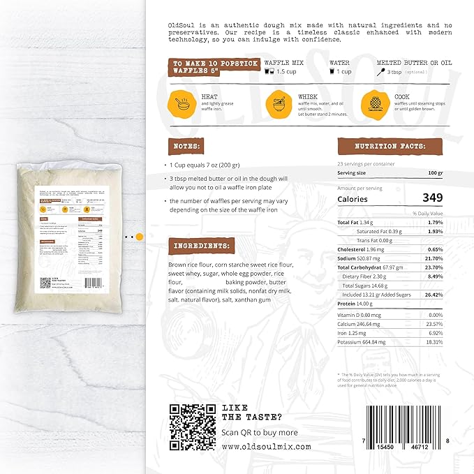 OldSoul Professional Popstick Waffle Mix | Crispy | Stick Waffles Dough Mix | GLUTEN FREE | Original Flavor | 30 lbs | 672 Waffles (30 Lbs Gluten Free)